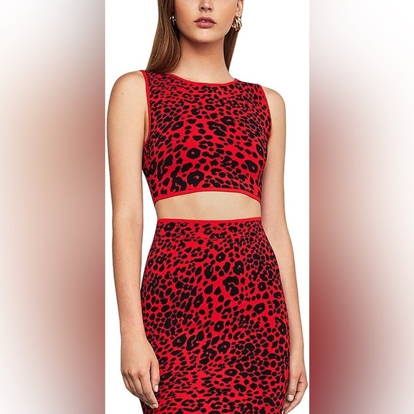 BCBG Fenella Top in Red Jewel Cheetah Print NWT - Picture 1 of 6